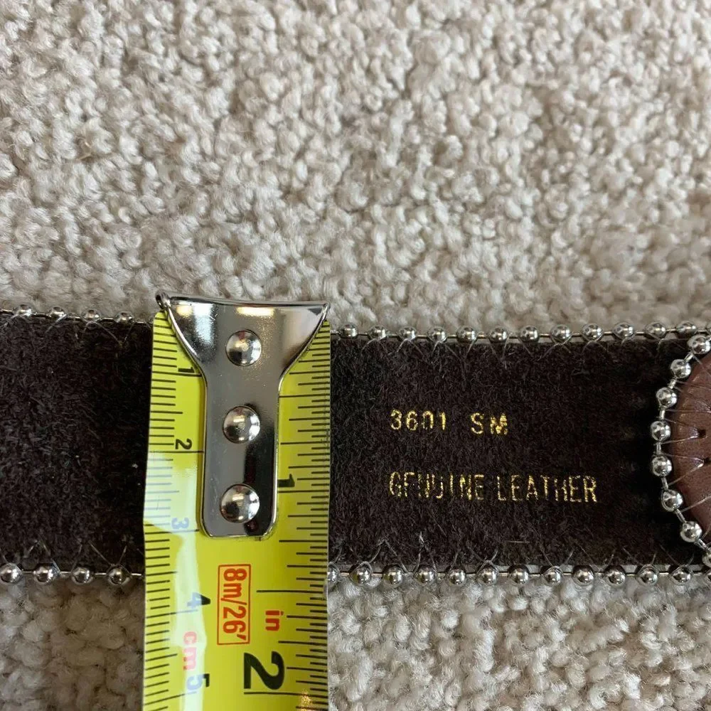 BROWN leather rhinestone horse shoe embellished